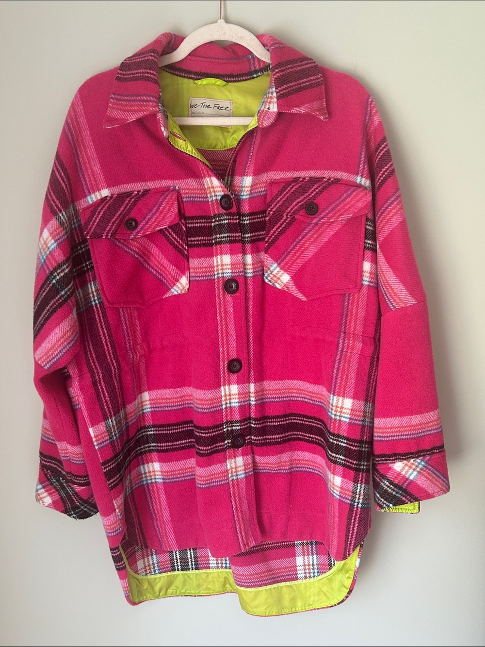 Free People Down For You Pink Plaid Jacket